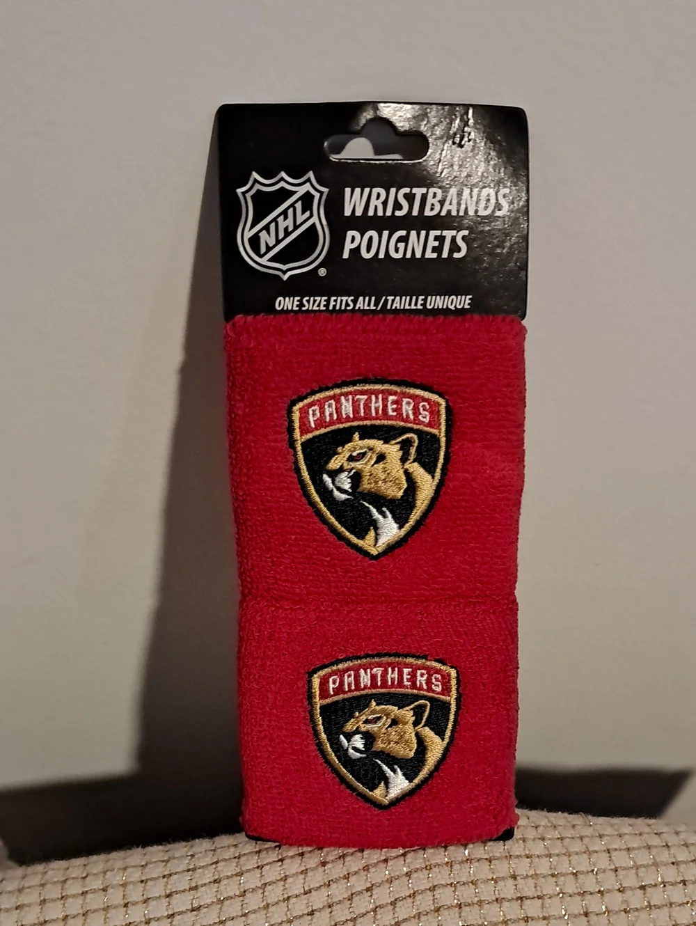 NHL Panthers Red Wristbands with Embroidered Logo